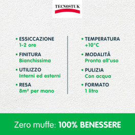 Tecnostuk Muffa K.O. Fondo Antimuffa Termoisolante Igienizzante Bianco
