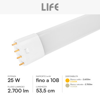 Life Lampadina LED Tubolare SMD 25W 2G11 a 4 Pin