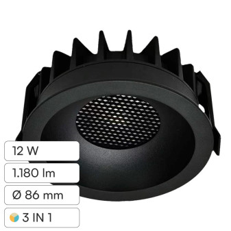 V-Tac Faretto LED COB 12W Incasso Rotondo CCT Nero