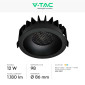 Immagine 2 - V-Tac Faretto LED COB 12W Da Incasso Rotondo con Paralume a Nido d'Ape CCT Changing Color 3in1 Colore Nero - SKU 23671