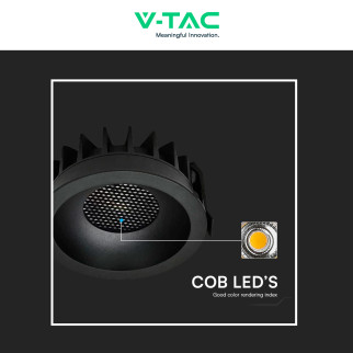 V-Tac Faretto LED COB 12W Incasso Rotondo CCT Nero