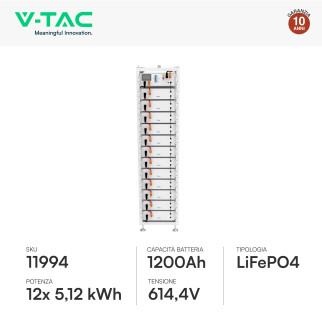 V-Tac Armadio Rack a Pavimento 12 Accumulatori LifePO4 61,44 kWh