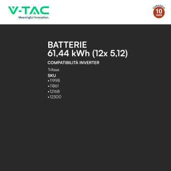 V-Tac Armadio Rack a Pavimento 12 Accumulatori LifePO4 61,44 kWh