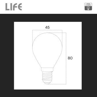 Life Lampadina LED E14 4,5W MiniGlobo P45 Filament Bianco
