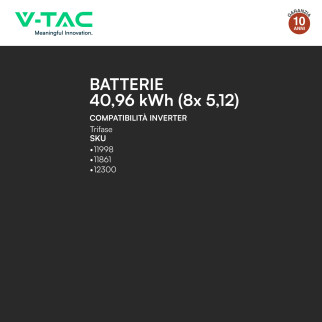 V-Tac Armadio Rack a Pavimento 8 Accumulatori LifePO4 40,96 kWh
