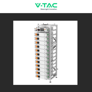 V-Tac Kit 12 Batterie BMS Stack LiFePO4 Fotovoltaico Rack con Base