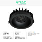 Immagine 2 - V-Tac Faretto LED COB 24W da Incasso Rotondo con Paralume a Nido d'Ape CCT Changing Color 3in1 Colore Nero - SKU 23675