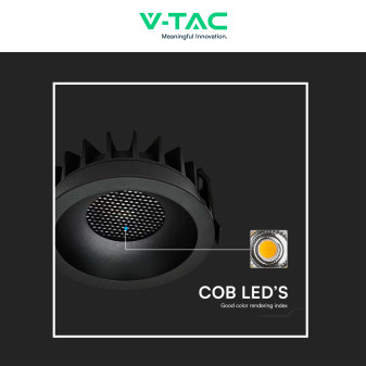 V-Tac Faretto LED COB 24W Incasso Rotondo CCT Nero