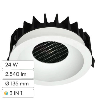 V-Tac Faretto LED COB 24W Incasso Rotondo CCT Bianco