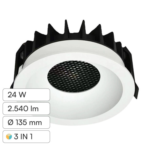V-Tac Faretto LED COB 24W Incasso Rotondo CCT Bianco V-Tac Faretto LED COB 24W Incasso Rotondo CCT Bianco