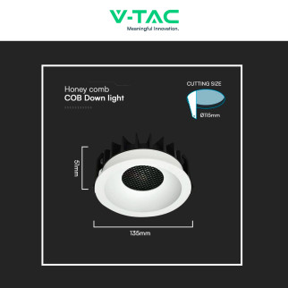 V-Tac Faretto LED COB 24W Incasso Rotondo CCT Bianco