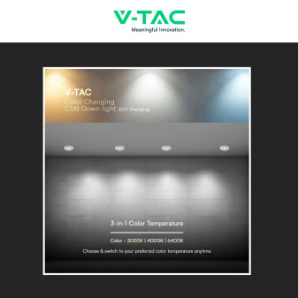 V-Tac Faretto LED COB 24W Incasso Rotondo CCT Bianco