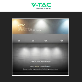 V-Tac Faretto LED COB 24W Incasso Rotondo CCT Bianco