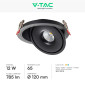 Immagine 2 - V-Tac Faretto LED COB 12W Da Incasso Rotondo Orientabile Fascio Luminoso 25° CCT Changing Color 3in1 Colore Nero - SKU 10578