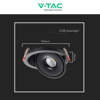 V-Tac Faretto LED COB 12W Incasso Rotondo Orientabile CCT