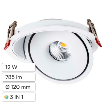 V-Tac Faretto LED COB 12W Incasso Rotondo Orientabile CCT