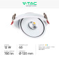 Immagine 2 - V-Tac Faretto LED COB 12W Da Incasso Rotondo Orientabile Fascio Luminoso 25° CCT Changing Color 3in1 Colore Bianco - SKU 10579
