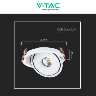 V-Tac Faretto LED COB 12W Incasso Rotondo Orientabile CCT