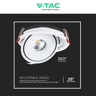 V-Tac Faretto LED COB 12W Incasso Rotondo Orientabile CCT