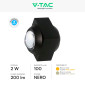Immagine 4 - V-Tac VT-2503 Lampada LED da Muro 2W COB IP54 Doppio Fascio Luminoso Applique Colore Nero - SKU 23028 / 23030