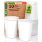 Bicchieri 100% in Carta Riciclabile Biodegradabili Compostabili di Colore Bianco da 200ml - Confezione da 50 Bicchieri