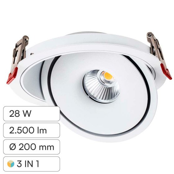 V-Tac Faretto LED COB 28W Incasso Rotondo Orientabile CCT V-Tac Faretto LED COB 28W Incasso Rotondo Orientabile CCT