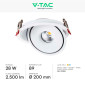 Immagine 2 - V-Tac Faretto LED COB 28W Da Incasso Rotondo Orientabile Fascio Luminoso 25° CCT Changing Color 3in1 Colore Bianco - SKU 10583