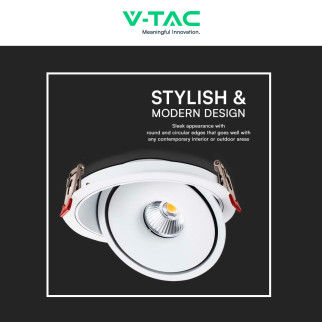 V-Tac Faretto LED COB 28W Incasso Rotondo Orientabile CCT