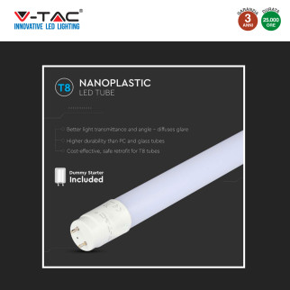 VT-1577 Tubo LED SMD Nano Plastic T8 G13 20W 150cm V-Tac