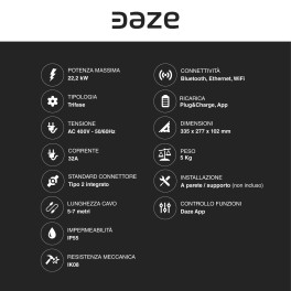 Wall box Daze C 22,2kW Trifase Cavo Tipo 2 Bluetooth Wi-Fi