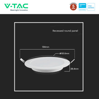 V-TAC PRO VT-61006 Mini Pannello LED Rotondo 6W SMD da Incasso