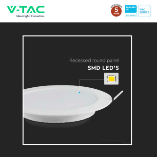 V-TAC PRO VT-61006 Mini Pannello LED Rotondo 6W SMD da Incasso