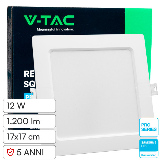 V-TAC PRO VT-61012 Mini Pannello LED Quadrato 12W SMD da Incasso V-TAC PRO VT-61012 Mini Pannello LED Quadrato 12W SMD da Incasso
