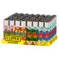 Clipper Large Accendino a Pietrina Grande Ricaricabile con Fantasia Leaf Explosion - Box da 48 Accendini