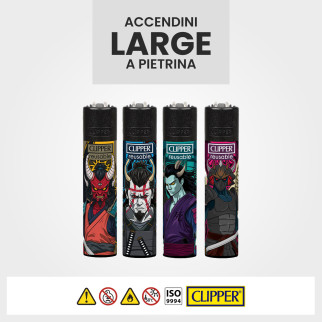 Clipper Large Accendino a Pietrina Dark Samurais 48 Accendini