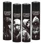 Clipper Large Accendino a Pietrina Grande Ricaricabile con Fantasia Stencil Style - Serie da 4 Accendini