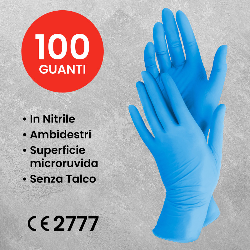 Guanti Monouso In Nitrile Texxor 2215 – Senza Talco – Blu – Confezione Da 100 Pezzi – AQL 1,5