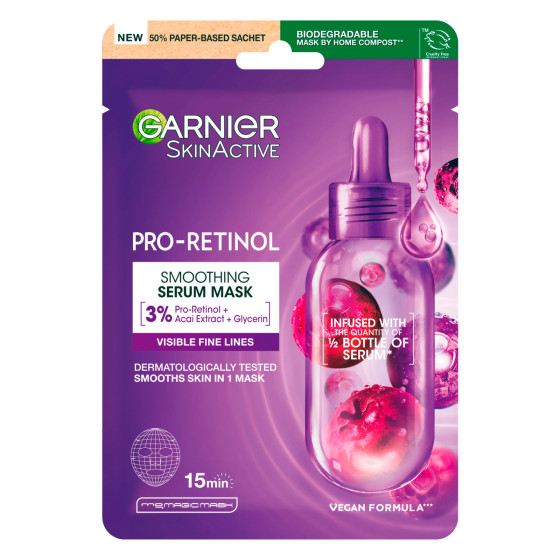 Garnier SkinActive Maschera Viso in Tessuto Pro-Retinol Levigante Garnier SkinActive Maschera Viso in Tessuto Pro-Retinol Levigante