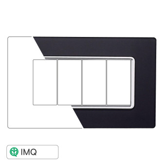 PLACCA VETRO 4P ACCIAIO SCURO - modello MT84410