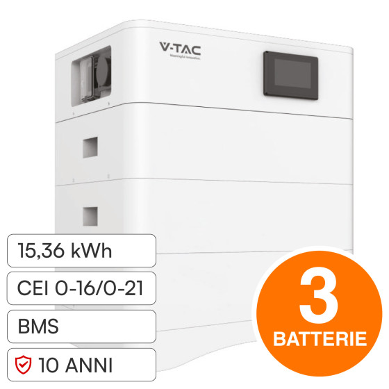 V-Tac Kit 3 Batterie BMS Stack LiFePO4 CEI 0-21 e 0-16 V-Tac Kit 3 Batterie BMS Stack LiFePO4 CEI 0-21 e 0-16