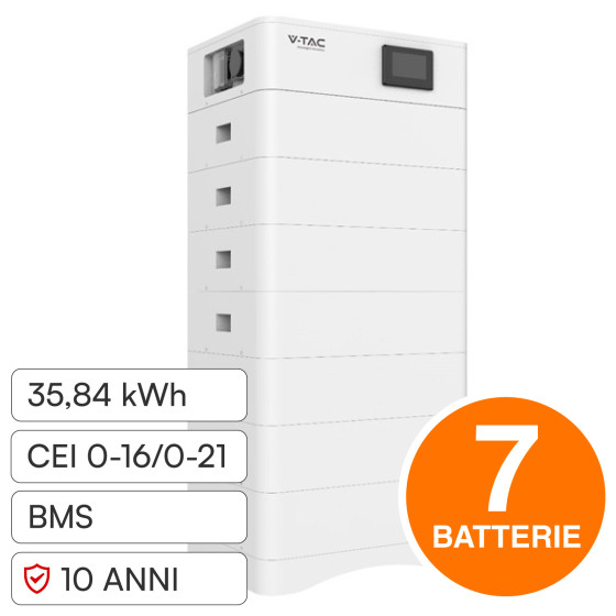 V-Tac Kit 7 Batterie BMS Stack LiFePO4 Fotovoltaico CEI 0-21 0-16 V-Tac Kit 7 Batterie BMS Stack LiFePO4 Fotovoltaico CEI 0-21 0-16