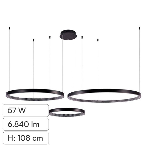 V-Tac VT-7824 Lampadario LED a Sospensione 57W SMD Colore Nero V-Tac VT-7824 Lampadario LED a Sospensione 57W SMD Colore Nero