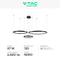 Immagine 2 - V-Tac VT-7824 Lampadario LED a Sospensione 57W SMD Forma Rotonda Colore Nero - SKU 10053