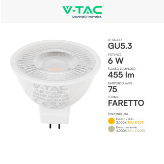 V-Tac VT-267 Lampadina LED GU5.3 6W Faretto MR16 SMD