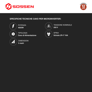 Sossen Microinverter Monofase On-Grid 500W IP67 da Balcone CEI 0-21