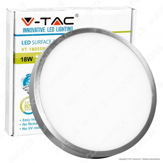 V-Tac VT-1805 RD Pannello LED Rotondo 18W SMD Satinato con Driver - V-Tac VT-1805 RD Pannello LED Rotondo 18W SMD Satinato con Driver -