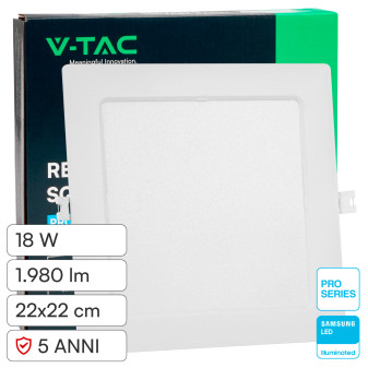 V-Tac Pro VT-61018 Pannello LED Quadrato 18W SMD Chip Samsung