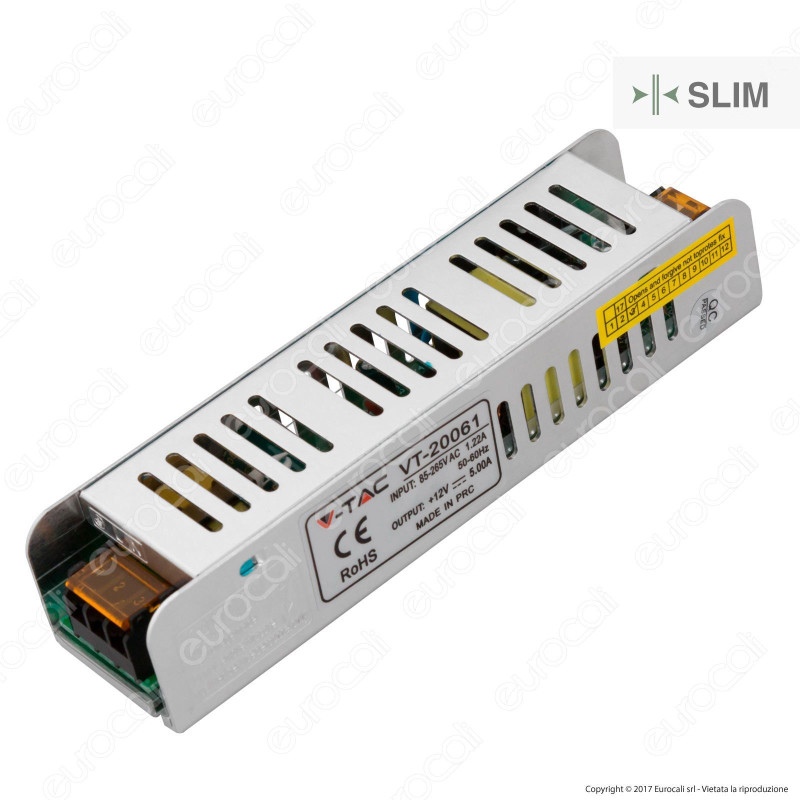 V-Tac VT-20061 Alimentatore Slim Series 60W Per Uso Interno a 1