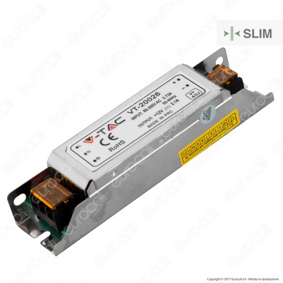 V-Tac VT-20026 Alimentatore Slim Series 25W 12V Per Uso Interno a 1 V-Tac VT-20026 Alimentatore Slim Series 25W 12V Per Uso Interno a 1