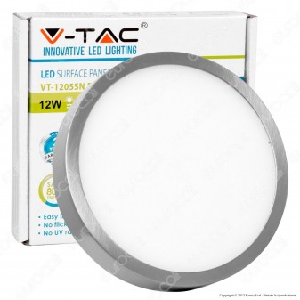 V-Tac VT-1205SN RD Pannello LED Rotondo 12W SMD Satinato con Driver -